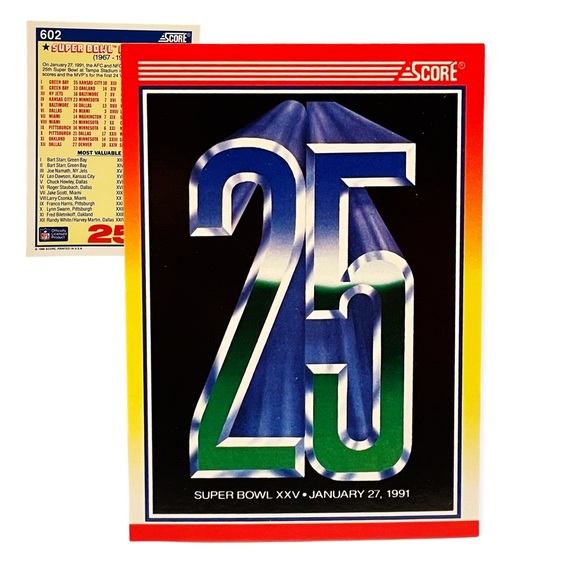 Super Bowl XXV 1990 Score Football Card - Picture 1 of 3